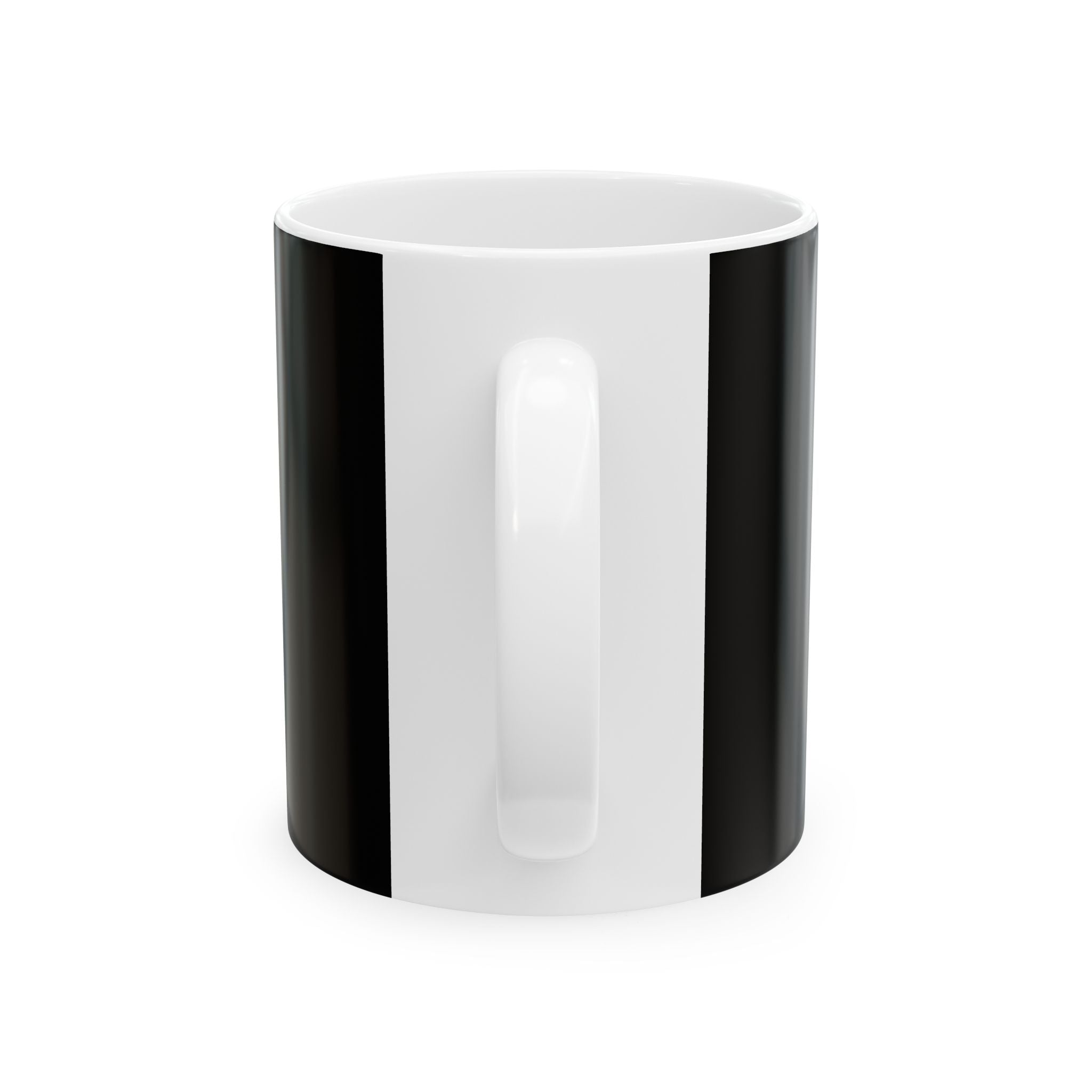 Angel Initial 'D' Black Ceramic Mug — Personalized Halo & Wings Coffee Cup (11oz, 15oz)